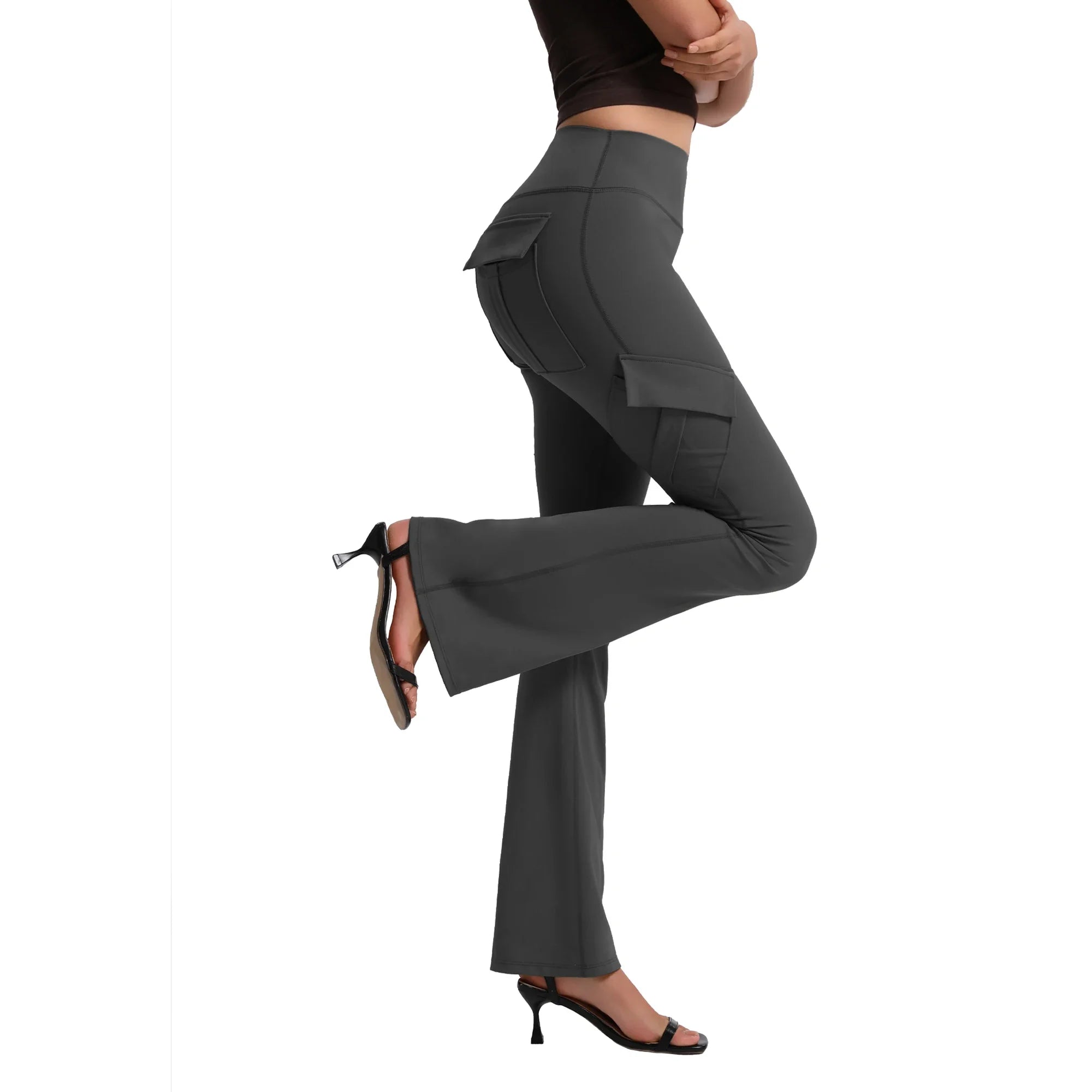 Flared Yoga Pants Women High Waist 5 Pockets Slim Fit Wide Leg Tummy Control Workout Dance Daily Comfort Activewear
