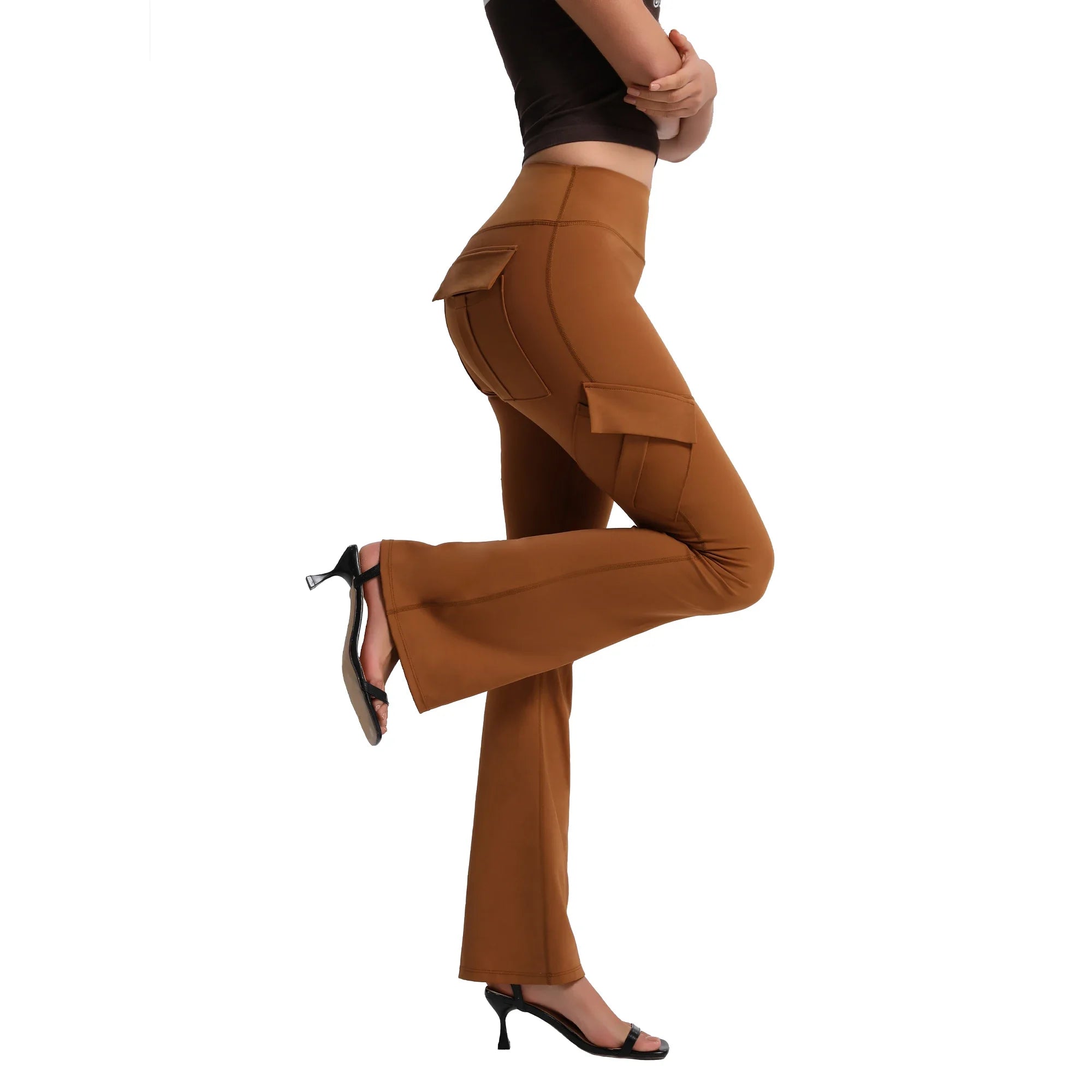 Flared Yoga Pants Women High Waist 5 Pockets Slim Fit Wide Leg Tummy Control Workout Dance Daily Comfort Activewear