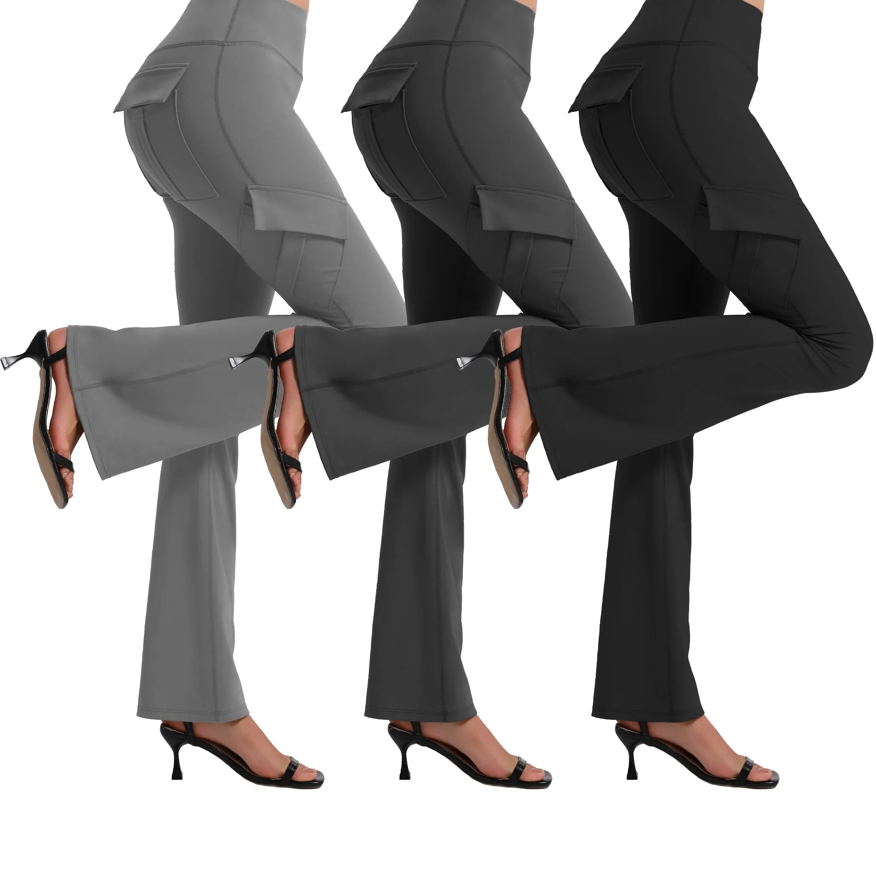 Flared Yoga Pants Women High Waist 5 Pockets Slim Fit Wide Leg Tummy Control Workout Dance Daily Comfort Activewear