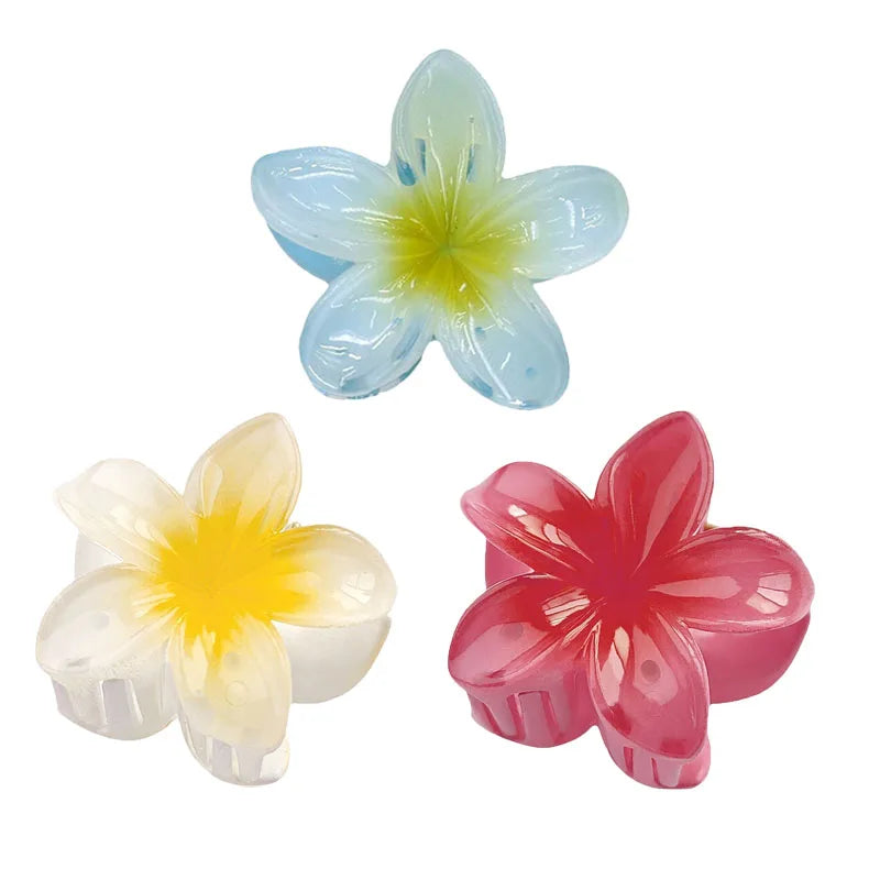 6Pcs Hawaiian Gradient Hair Clips Flower Hair Claws Women Small Size Fashion Headwear Hairpin Crab Barrette Hair Accessories