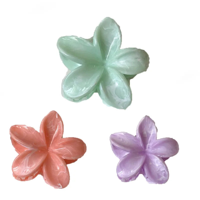 6Pcs Hawaiian Gradient Hair Clips Flower Hair Claws Women Small Size Fashion Headwear Hairpin Crab Barrette Hair Accessories