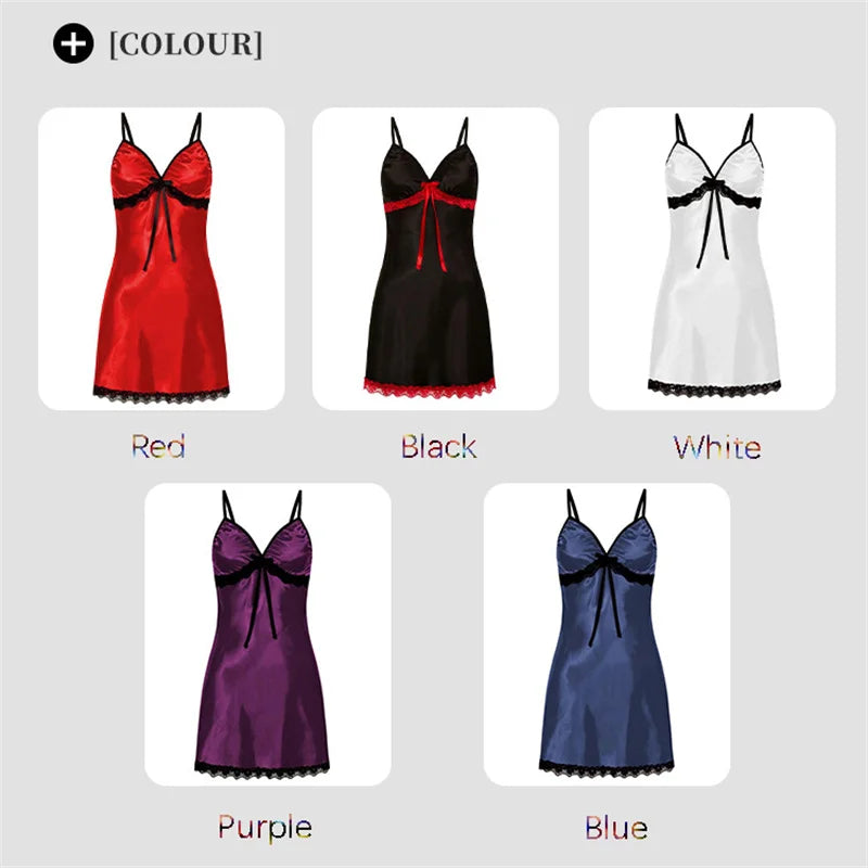 Women Sexy Sleepwear Silk Satin Nightwear Slip Dress Sleeveless Pajamas Nightgown Plus Size Nightwear Comfortable
