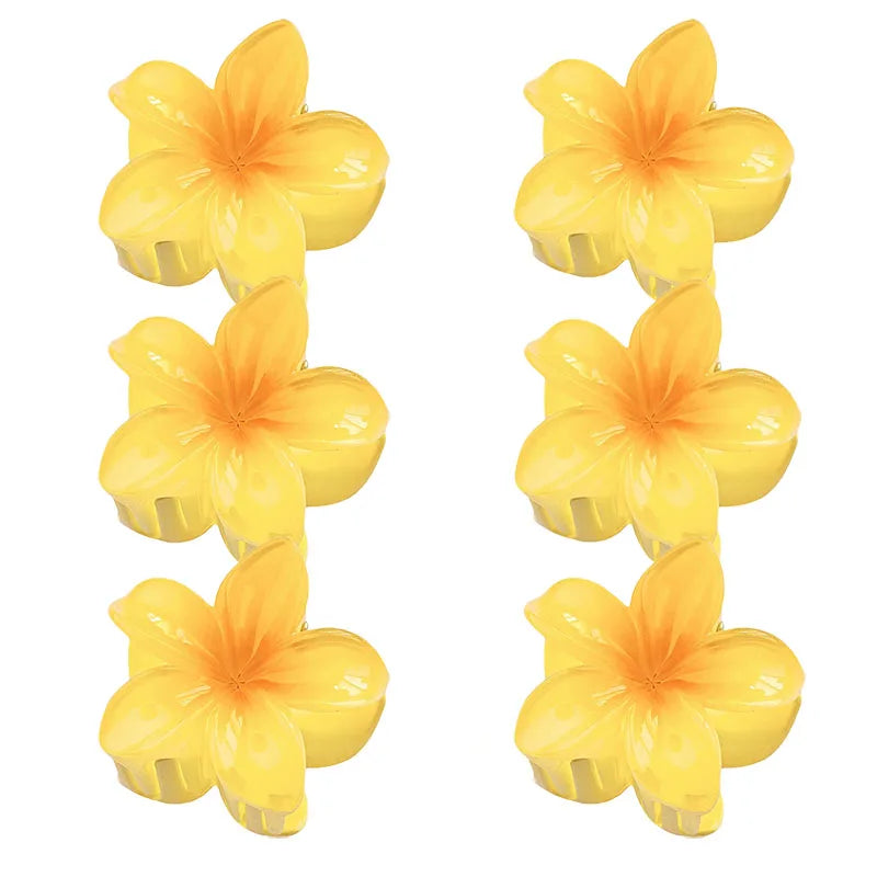 6Pcs Hawaiian Gradient Hair Clips Flower Hair Claws Women Small Size Fashion Headwear Hairpin Crab Barrette Hair Accessories