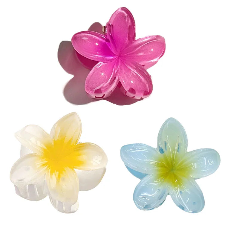 6Pcs Hawaiian Gradient Hair Clips Flower Hair Claws Women Small Size Fashion Headwear Hairpin Crab Barrette Hair Accessories