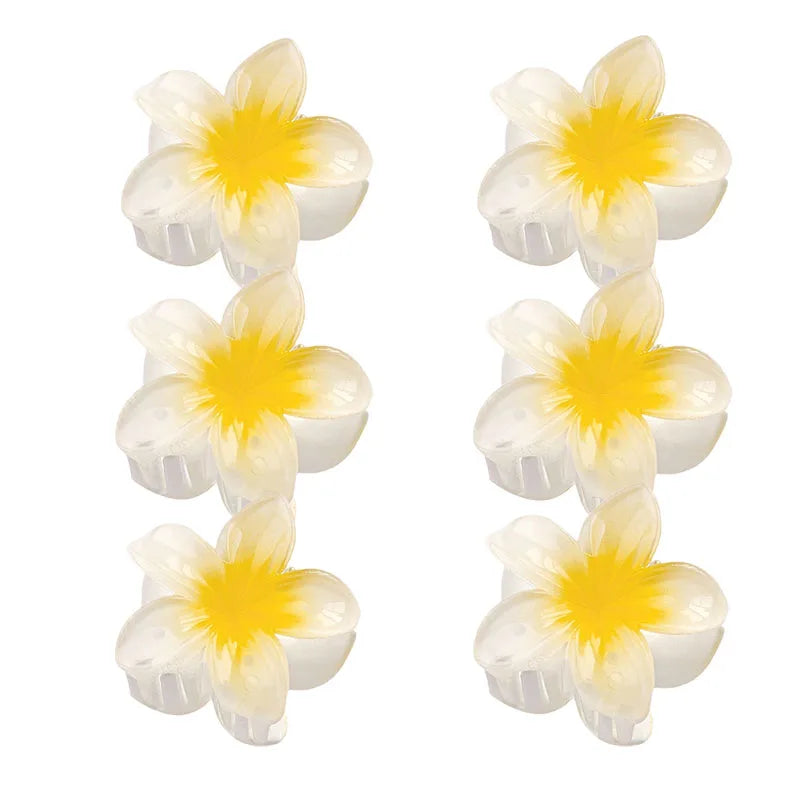 6Pcs Hawaiian Gradient Hair Clips Flower Hair Claws Women Small Size Fashion Headwear Hairpin Crab Barrette Hair Accessories