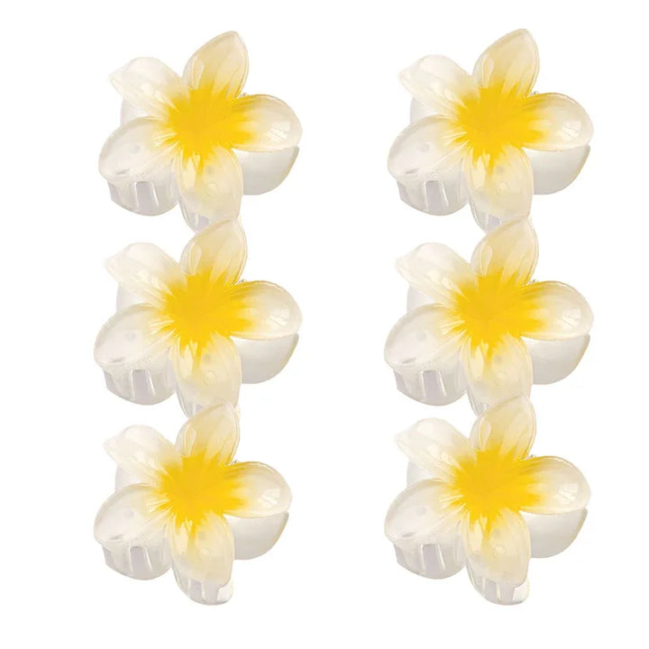 6Pcs Hawaiian Gradient Hair Clips Flower Hair Claws Women Small Size Fashion Headwear Hairpin Crab Barrette Hair Accessories