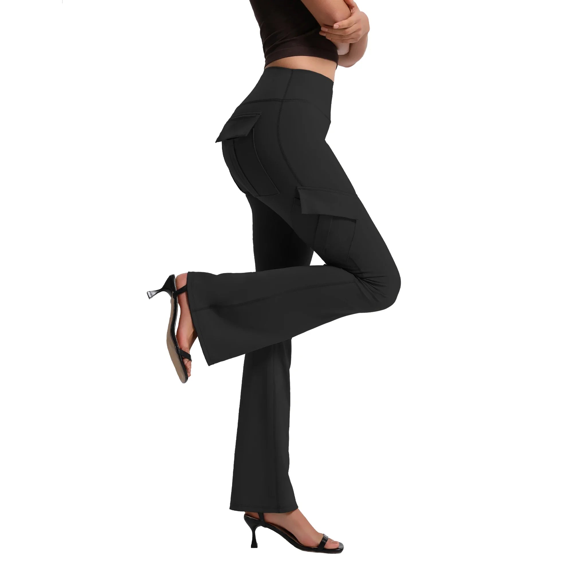 Flared Yoga Pants Women High Waist 5 Pockets Slim Fit Wide Leg Tummy Control Workout Dance Daily Comfort Activewear