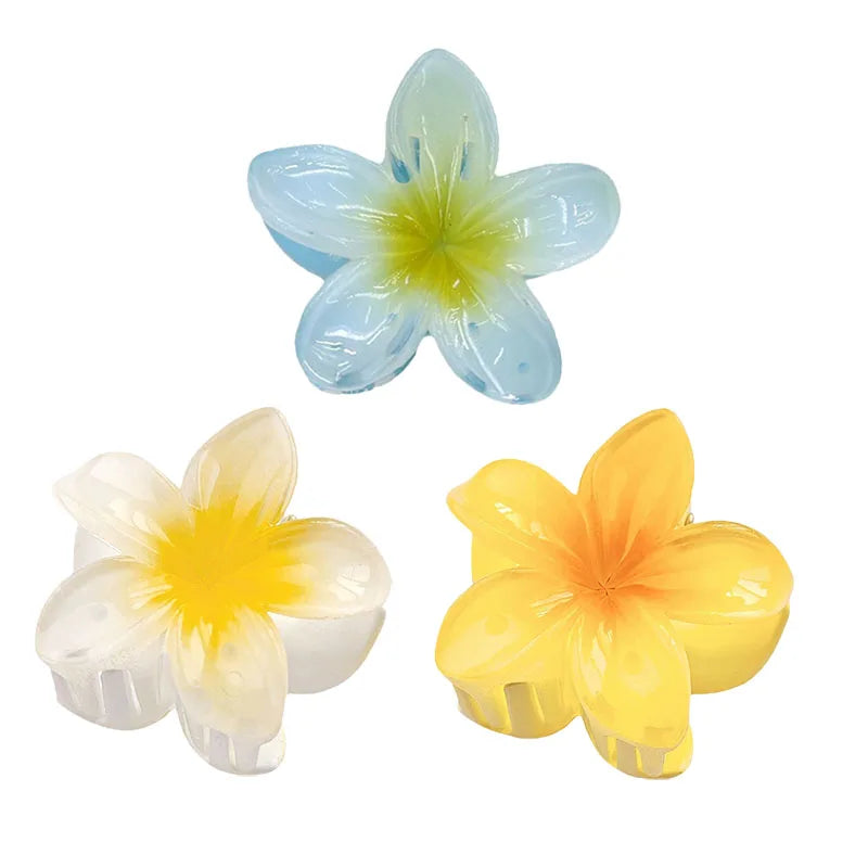 6Pcs Hawaiian Gradient Hair Clips Flower Hair Claws Women Small Size Fashion Headwear Hairpin Crab Barrette Hair Accessories