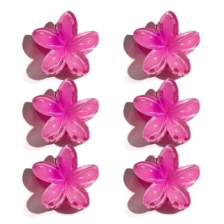 6Pcs Hawaiian Gradient Hair Clips Flower Hair Claws Women Small Size Fashion Headwear Hairpin Crab Barrette Hair Accessories