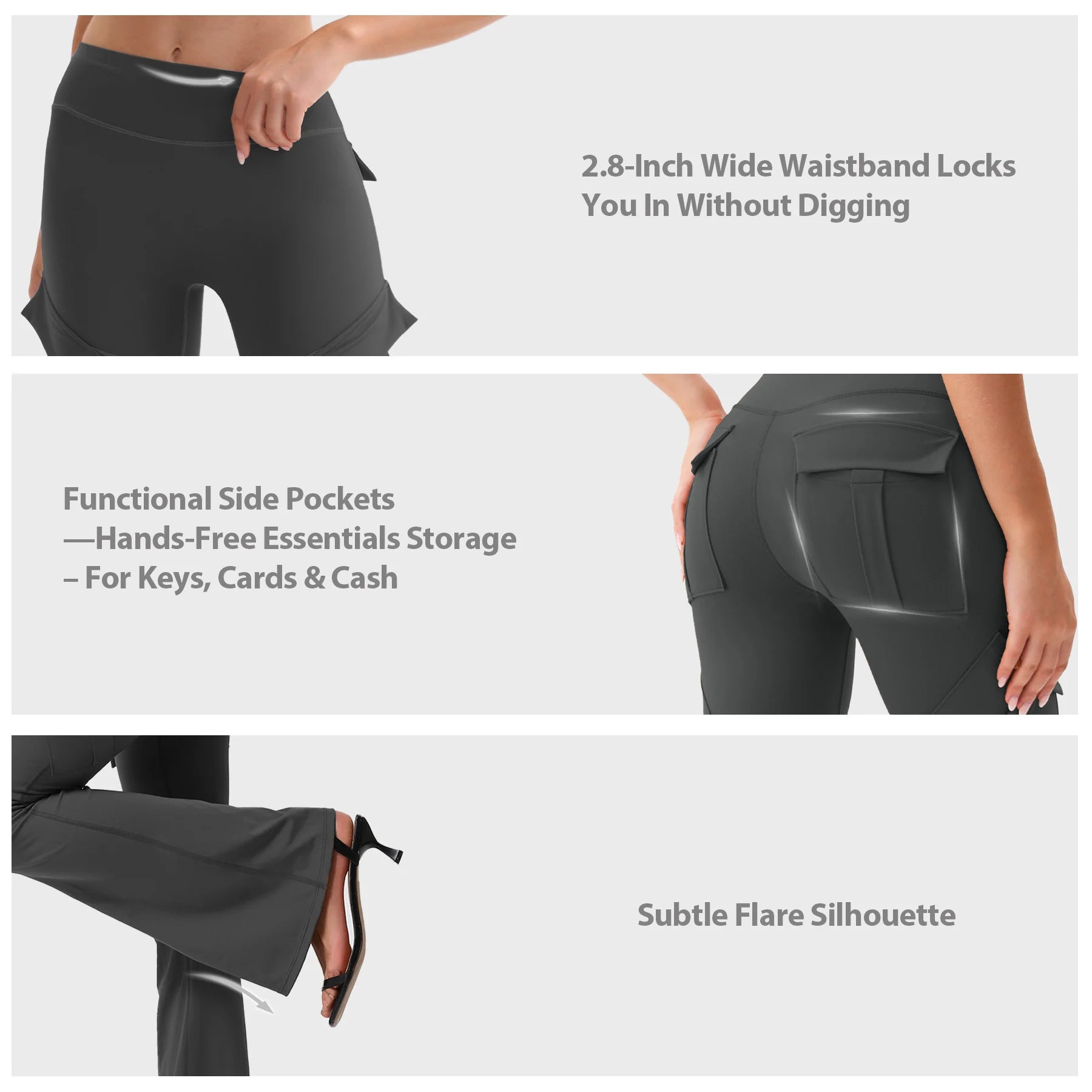 Flared Yoga Pants Women High Waist 5 Pockets Slim Fit Wide Leg Tummy Control Workout Dance Daily Comfort Activewear