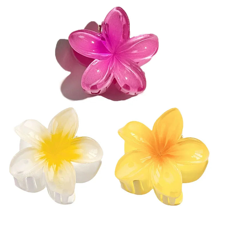 6Pcs Hawaiian Gradient Hair Clips Flower Hair Claws Women Small Size Fashion Headwear Hairpin Crab Barrette Hair Accessories