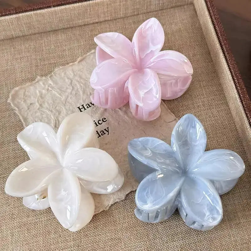 6Pcs Hawaiian Gradient Hair Clips Flower Hair Claws Women Small Size Fashion Headwear Hairpin Crab Barrette Hair Accessories