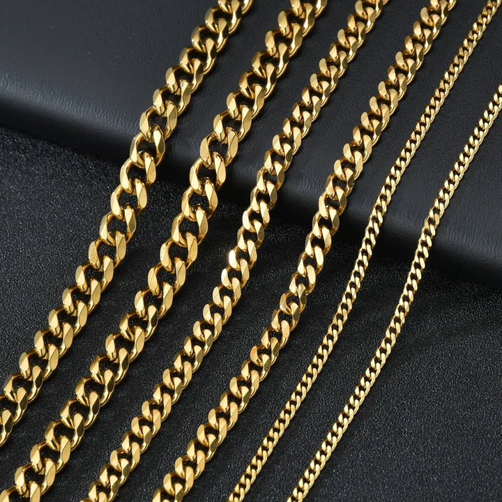 3.5-7MM Wide Stainless Steel Necklaces For Men Punk Cuban Link Chain Choker Women Hip Hop Fashion Party Jewelry Accessories