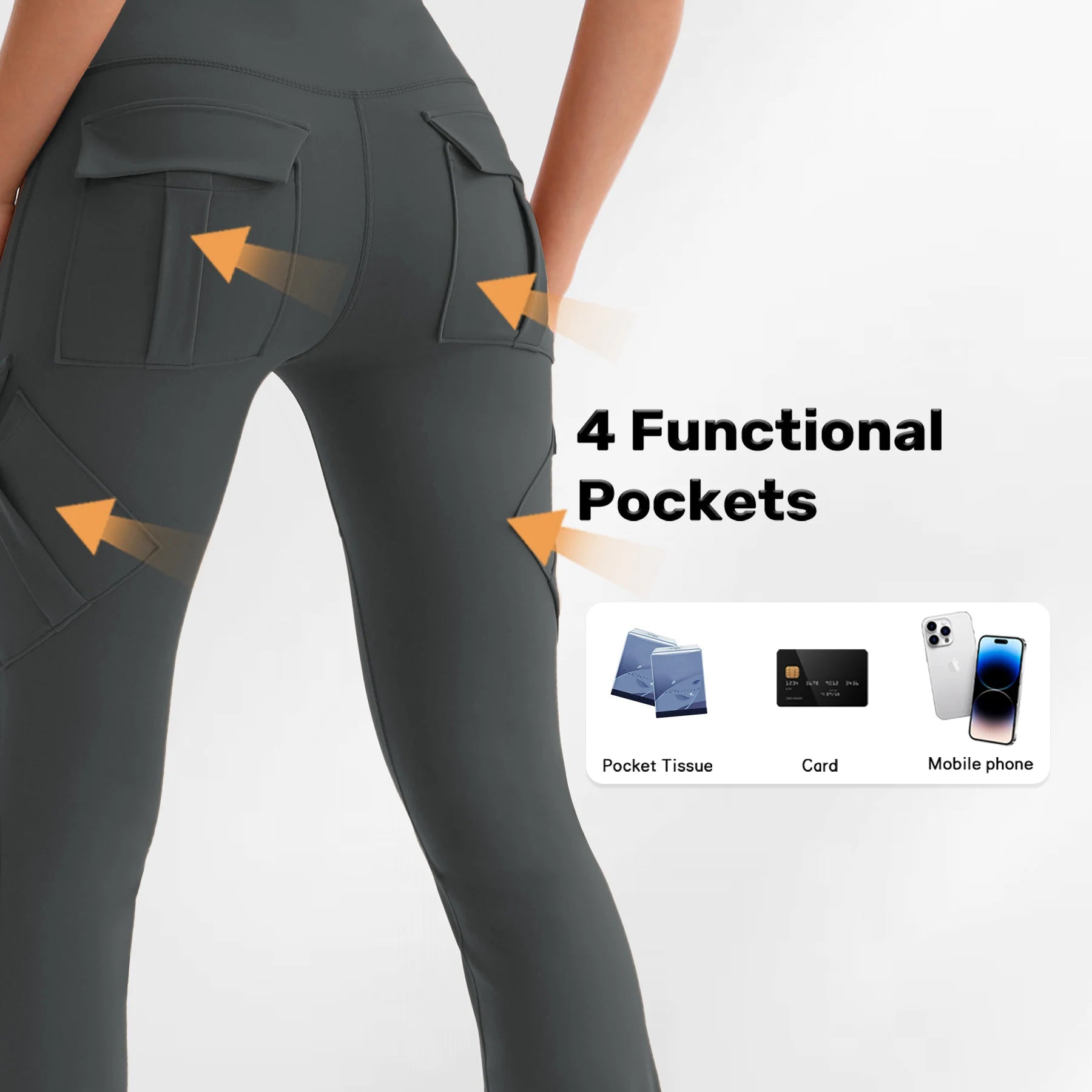 Flared Yoga Pants Women High Waist 5 Pockets Slim Fit Wide Leg Tummy Control Workout Dance Daily Comfort Activewear