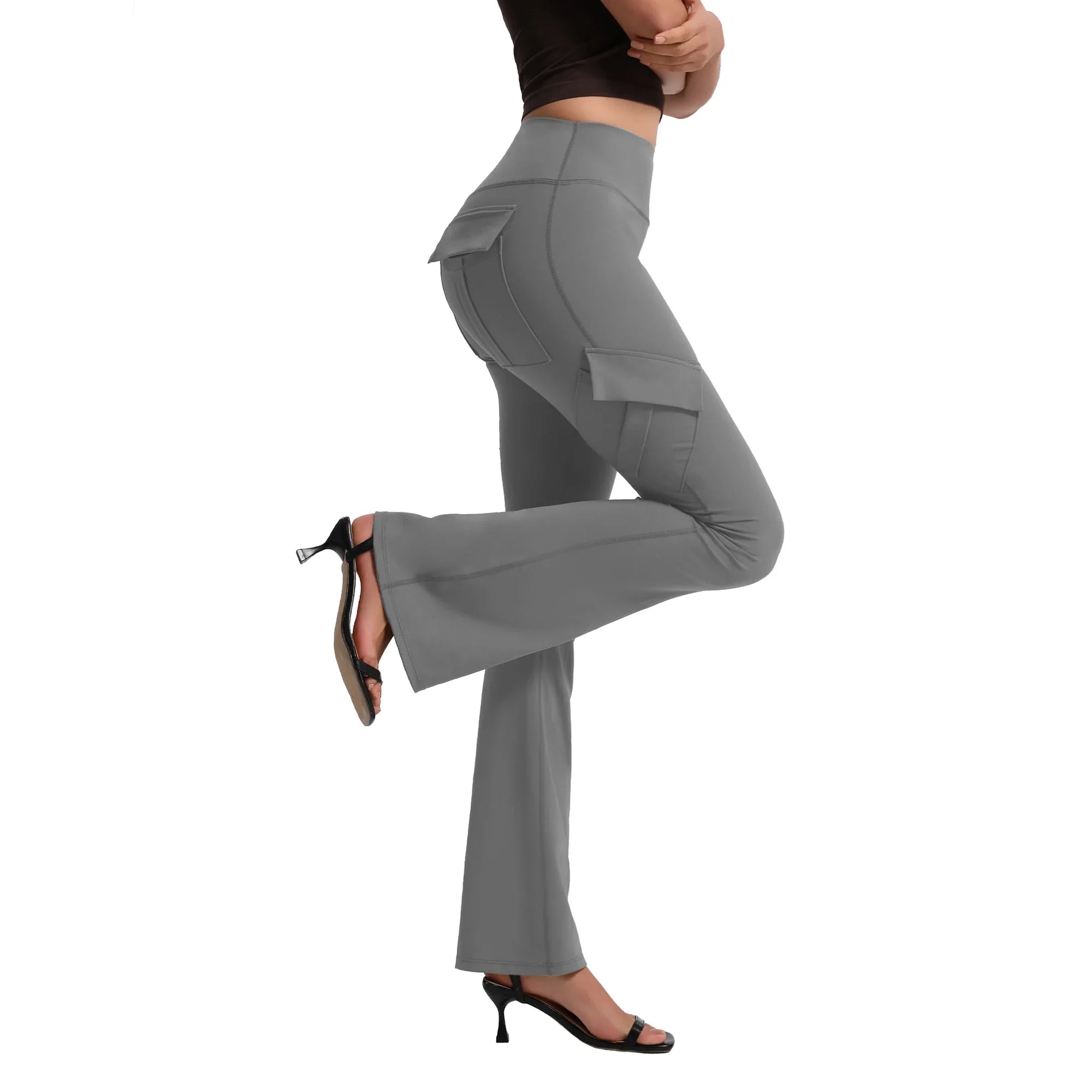 Flared Yoga Pants Women High Waist 5 Pockets Slim Fit Wide Leg Tummy Control Workout Dance Daily Comfort Activewear