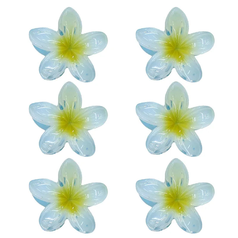6Pcs Hawaiian Gradient Hair Clips Flower Hair Claws Women Small Size Fashion Headwear Hairpin Crab Barrette Hair Accessories