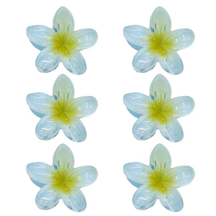6Pcs Hawaiian Gradient Hair Clips Flower Hair Claws Women Small Size Fashion Headwear Hairpin Crab Barrette Hair Accessories