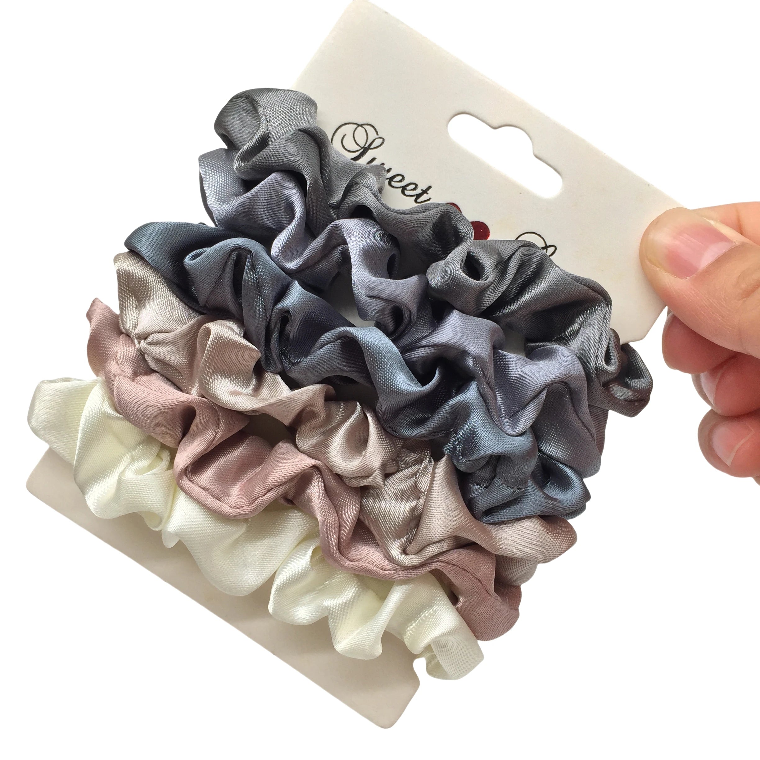 3/5/6Pcs Elegant Ponytail Holder Rubber Band Elastic Hairband Hair Accessories Silk Satin Scrunchies Women Solid Color Hair Rope