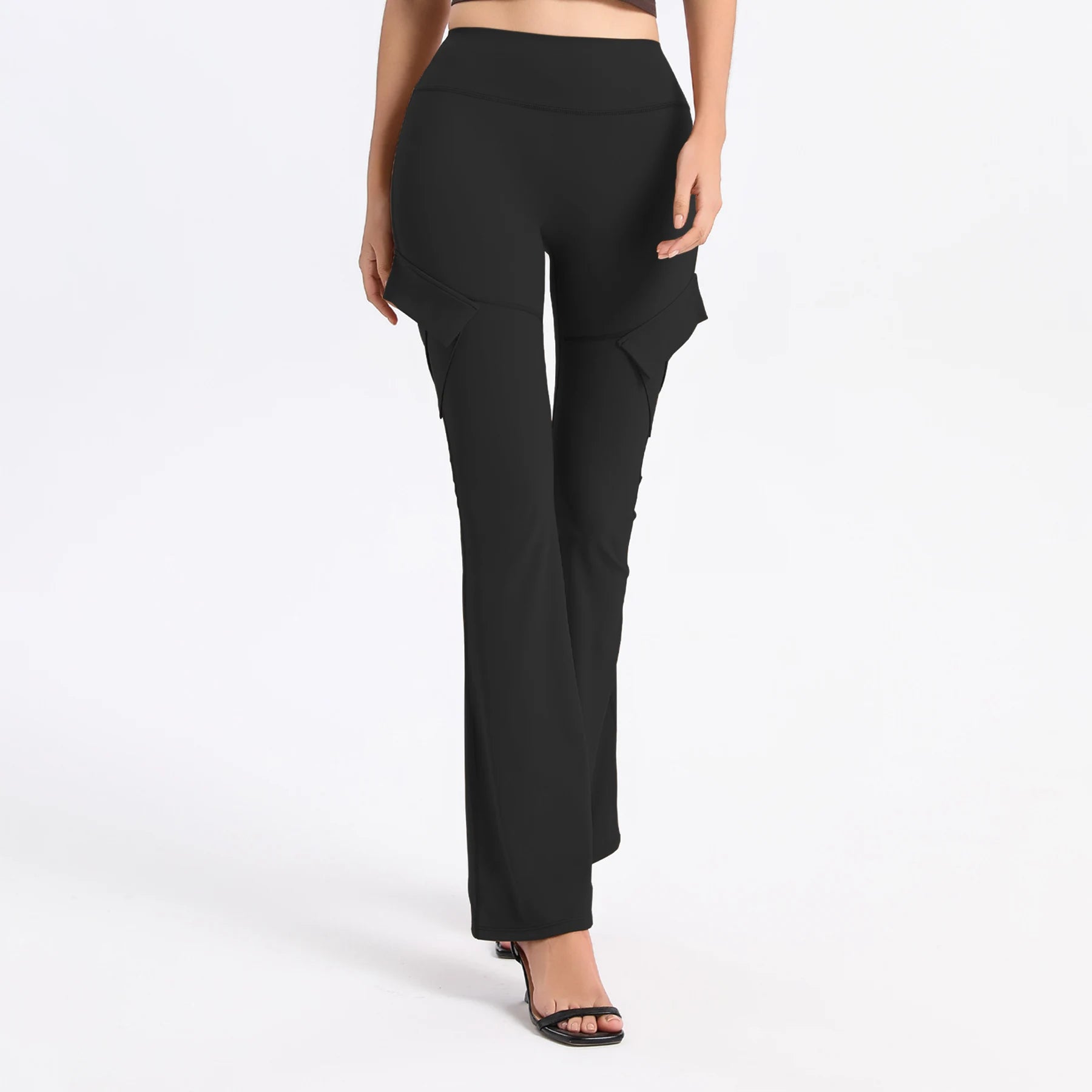 Flared Yoga Pants Women High Waist 5 Pockets Slim Fit Wide Leg Tummy Control Workout Dance Daily Comfort Activewear